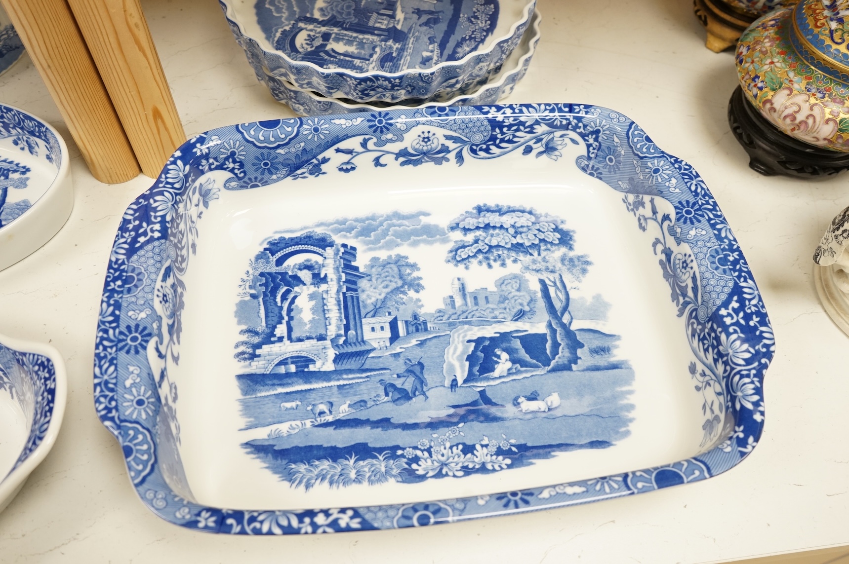 A collection of Spode Italian dinner and oven ware, largest 37cm wide